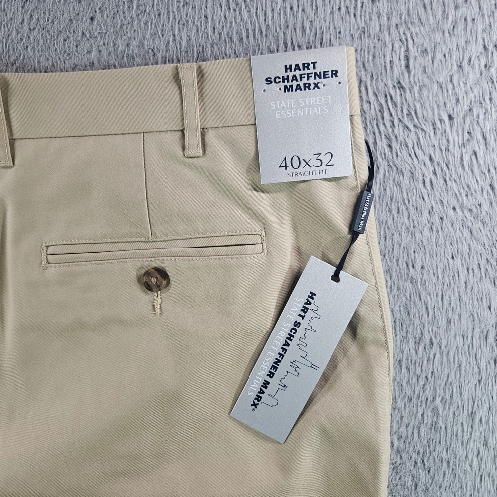 Hart Schaffner Marx State Street Essentials Khaki Pants 40x32 Straight Fit NWT